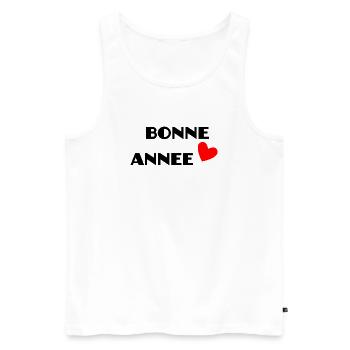 BONNE ANNEE. SAINT SYLVESTRE. MEILLEURS VOEUX - Débardeur bio Premium Homme - blanc - Devant - Michal (187cm)