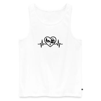 Herz Camping Bier - Männer Premium Bio Tank Top - Weiß - Vorne - Michal (187cm)