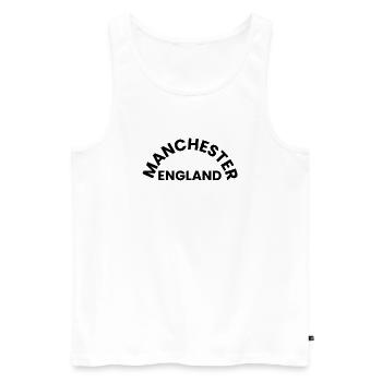 Emblème circulaire de Manchester England - Débardeur bio Premium Homme - blanc - Devant - AI Model Male 178 light (178cm)