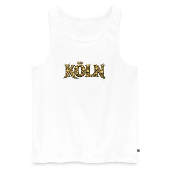 COLOGNE | Lettres du Crâne d’Or - Débardeur bio Premium Homme - blanc - Devant - AI Model Male 178 light (178cm)