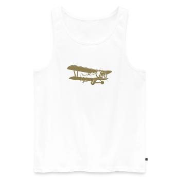 Pilote de biplan Rétro Minimaliste - Débardeur bio Premium Homme - blanc - Devant - AI Model Male 178 light (178cm)