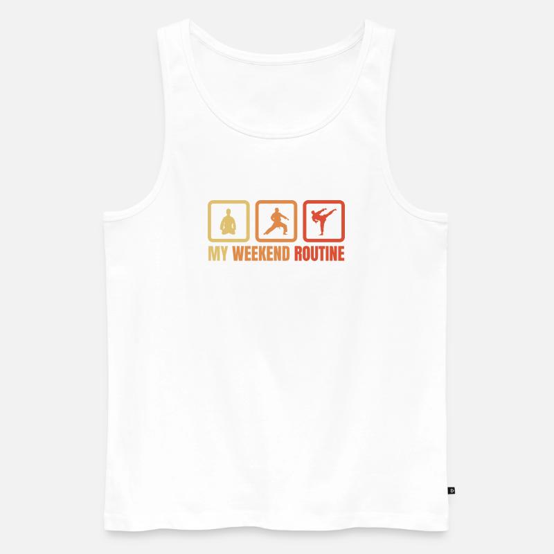 Karateka Wochenendroutine - Männer Premium Bio Tank Top - Weiß