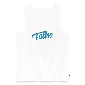 Écriture de tatouage en sarcelle-ci - Débardeur bio Premium Homme - blanc - Devant - AI Model Male 178 light (178cm)