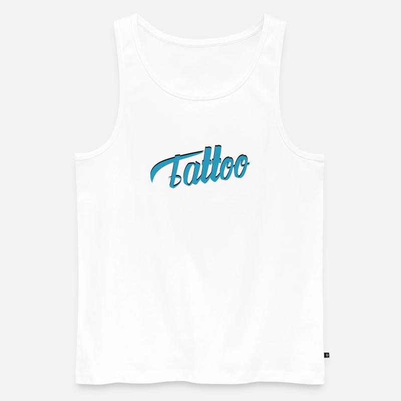 Tattoo Script in Teal - Männer Premium Bio Tank Top - Weiß