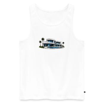 Luxury villa with round pool - Men's Premium Organic Tank Top - white - Front - AI Model Male 178 light (178cm)