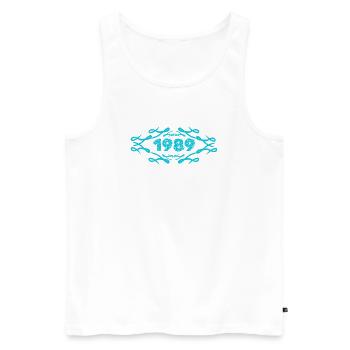 Geschenkidee 1989 - Männer Premium Bio Tank Top - Weiß - Vorne - Michal (187cm)