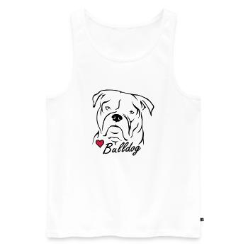 Bulldog ❤ - Männer Premium Bio Tank Top - Weiß - Vorne - Michal (187cm)