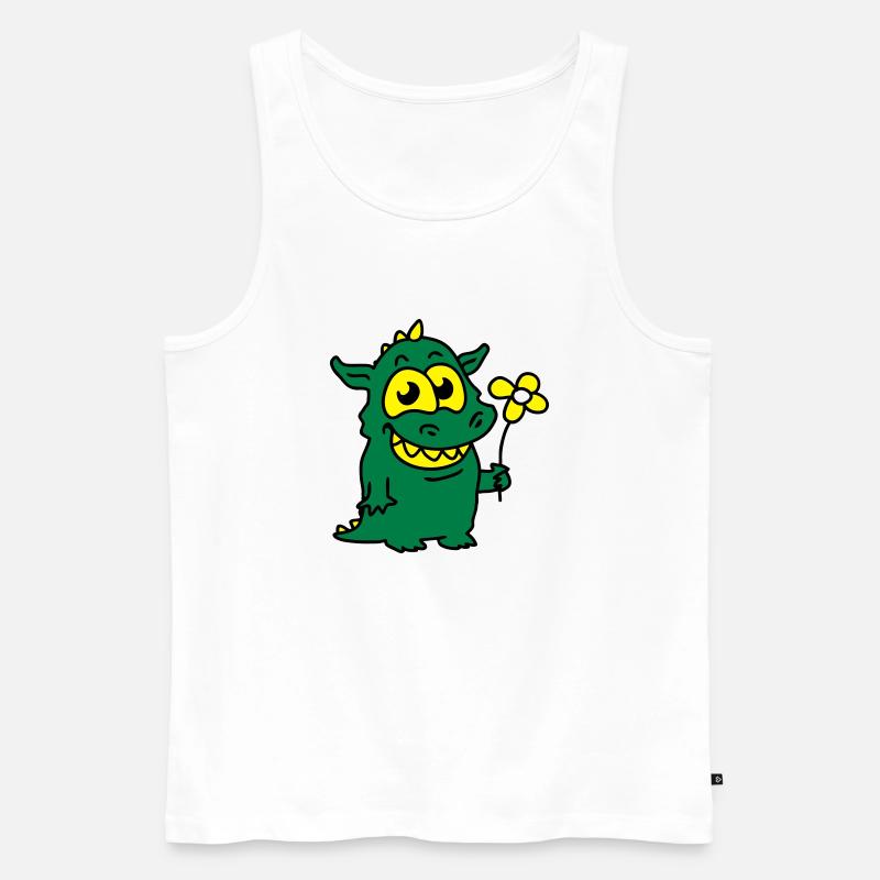 Drache mit Blume - Männer Premium Bio Tank Top - Weiß