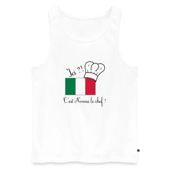 Ici ?! C'est Nonna le chef ! - Débardeur bio Premium Homme - blanc - Devant - Michal (187cm)