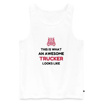 Trucker LKW Fahrer Routier Truck Camion Transport - Men's Premium Organic Tank Top - white - Front - AI Model Male 178 light (178cm)