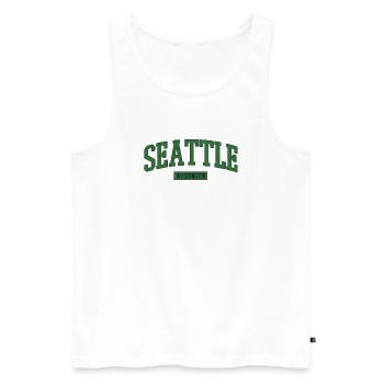 Seattle Washington USA - Men's Premium Organic Tank Top - white - Front - AI Model Male 178 light (178cm)