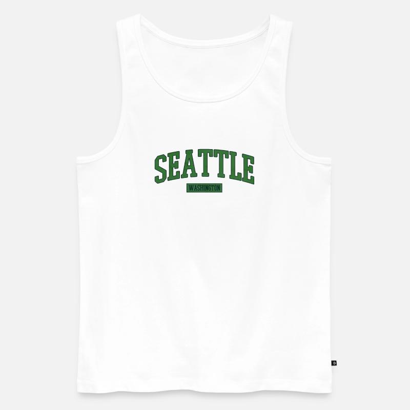 Seattle Schriftzug Grün - Männer Premium Bio Tank Top - Weiß