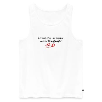 Les menottes ça compte comme lien affectif - Débardeur bio Premium Homme - blanc - Devant - AI Model Male 178 light (178cm)