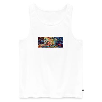 Twin Neon Embrace - Men's Premium Organic Tank Top - white - Front - AI Model Male 178 light (178cm)
