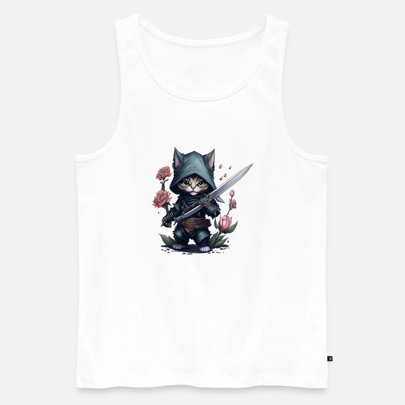 Die ultimative Ninja-Katze - Männer Premium Bio Tank Top - Weiß