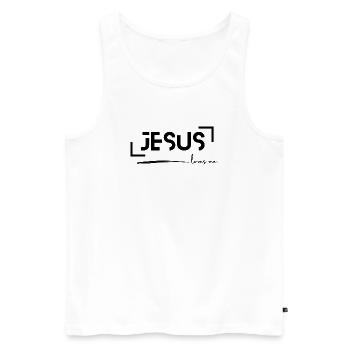 Jesus liebt mich - Männer Premium Bio Tank Top - Weiß - Vorne - AI Model Male 178 light (178cm)
