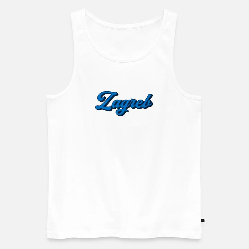 Zagreb Script Logo Stil - Männer Premium Bio Tank Top - Weiß