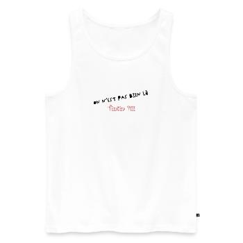 We're not here - Men's Premium Organic Tank Top - white - Front - AI Model Male 178 light (178cm)