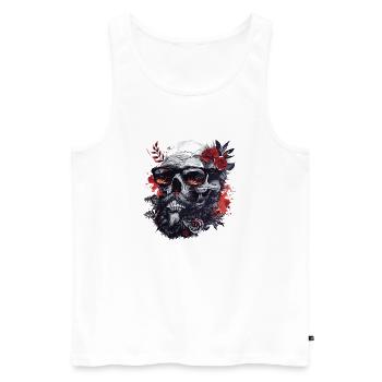 Skull Hipster Me Lunettes de soleil et roses - Débardeur bio Premium Homme - blanc - Devant - Michal (187cm)