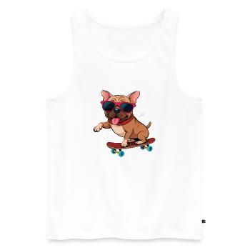 Chien cool en action - Débardeur bio Premium Homme - blanc - Devant - Michal (187cm)