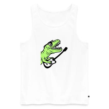 DJ Dino T-Rex Dinosaurier Gitarre Spielen Party - Männer Premium Bio Tank Top - Weiß - Vorne - Michal (187cm)