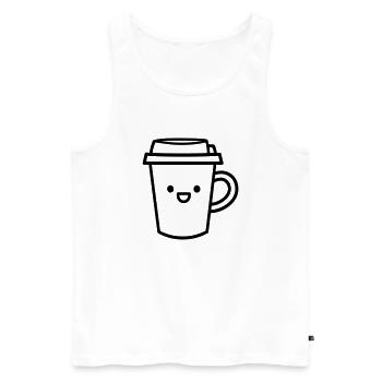 Kaffeebecher - Männer Premium Bio Tank Top - Weiß - Vorne - AI Model Male 178 light (178cm)