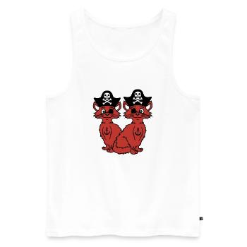 2 Pirate Cats Sabre Buccaneer Eye Patch Team - Men's Premium Organic Tank Top - white - Front - AI Model Male 178 light (178cm)