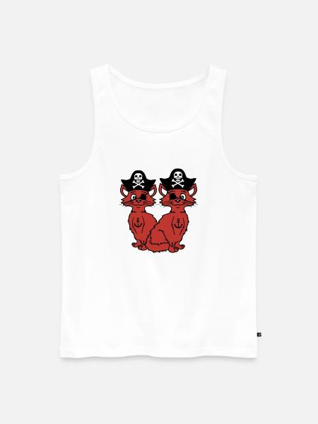 2 Pirate Cats Sabre Buccaneer Eye Patch Team - Herre Premium økologisk tanktop - hvid