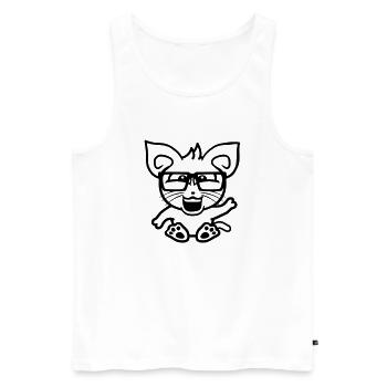 Nerd Katze Hornbrille Geek Winkt Schlaues Kätzchen - Männer Premium Bio Tank Top - Weiß - Vorne - AI Model Male 178 light (178cm)