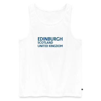 Edinburgh – Scotland Textdesign - Men's Premium Organic Tank Top - white - Front - AI Model Male 178 light (178cm)