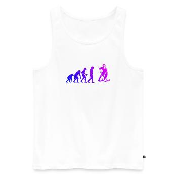 Attention floorball fans, simple statement - Men's Premium Organic Tank Top - white - Front - AI Model Male 178 light (178cm)