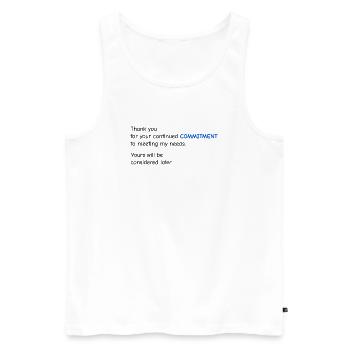 Baby Performance Review - Commitment - Men's Premium Organic Tank Top - white - Front - AI Model Male 178 light (178cm)