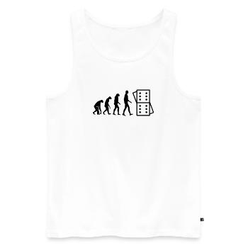 Évolution Domino : De l'Homme au Joueur - Débardeur bio Premium Homme - blanc - Devant - Michal (187cm)