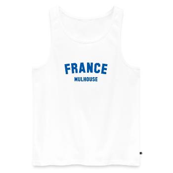 Mulhouse, France, France - Débardeur bio Premium Homme - blanc - Devant - AI Model Male 178 light (178cm)