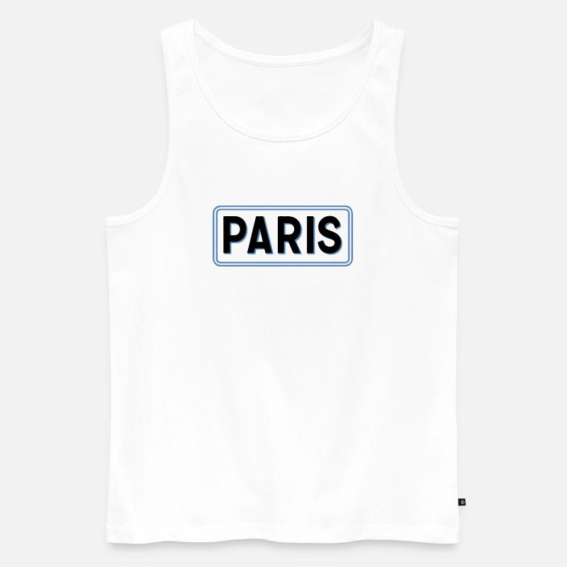 Paris in linearblauer Silhouette - Männer Premium Bio Tank Top - Weiß