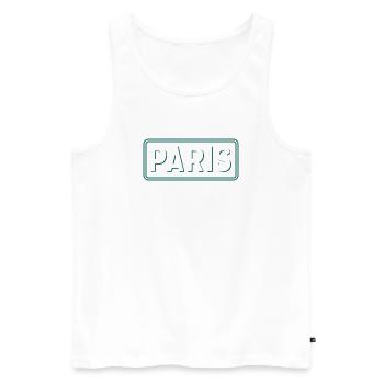Panneau Paris Line Art Vert Blanc - Débardeur bio Premium Homme - blanc - Devant - Michal (187cm)