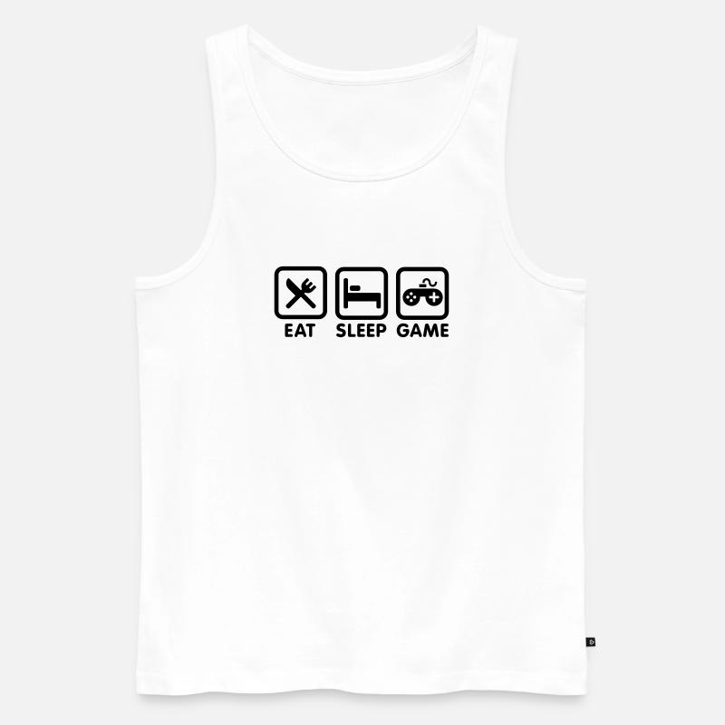 Eat sleep game - Männer Premium Bio Tank Top - Weiß