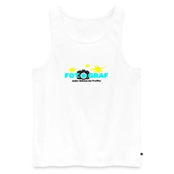 Fotograf Fotografin Fotokamera - Männer Premium Bio Tank Top - Weiß - Vorne - Michal (187cm)