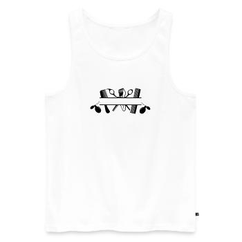 Hairdressers attributes nice smell - Men's Premium Organic Tank Top - white - Front - AI Model Male 178 light (178cm)