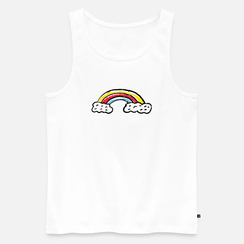 Regenbogen-Pinsel-Bogenstriche - Männer Premium Bio Tank Top - Weiß
