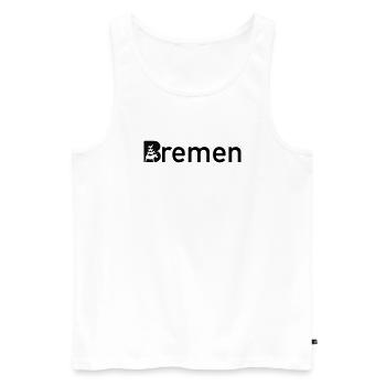 Panneau de la ville de Brême avec le musicien de la ville de Brême - Débardeur bio Premium Homme - blanc - Devant - AI Model Male 178 light (178cm)