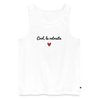 RETRAITE. RETRAITEE. COEUR. BONNE RETRAITE - Débardeur bio Premium Homme - blanc - Devant - Michal (187cm)