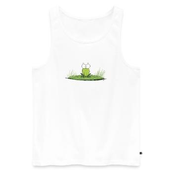 Frog on lily pad - Men's Premium Organic Tank Top - white - Front - Michal (187cm)