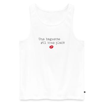 Une baguette s’il vous plaît ! - Petit français - Débardeur bio Premium Homme - blanc - Devant - AI Model Male 178 light (178cm)