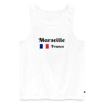 Marseille France- Stylish prints - Men's Premium Organic Tank Top - white - Front - AI Model Male 178 light (178cm)