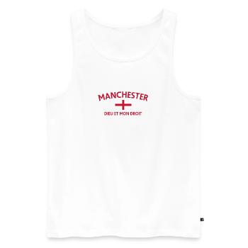 T-shirt à devise du drapeau de Manchester - Débardeur bio Premium Homme - blanc - Devant - AI Model Male 178 light (178cm)