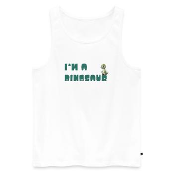 Je suis un dinosaure – conception typographique ludique - Débardeur bio Premium Homme - blanc - Devant - Michal (187cm)