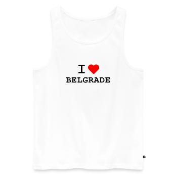 Ich liebe Belgrade - J’adore Belgrade - Débardeur bio Premium Homme - blanc - Devant - Michal (187cm)