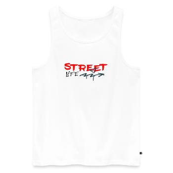 Street Life Graffiti  - Männer Premium Bio Tank Top - Weiß - Vorne - Michal (187cm)