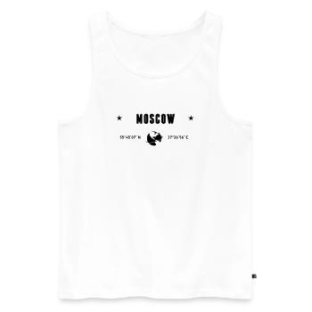 Moscou Russie Coordonnée la planète Terre - Débardeur bio Premium Homme - blanc - Devant - Michal (187cm)
